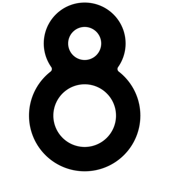Selbstklebende Hausnummer "8" - 40 mm in schwarz