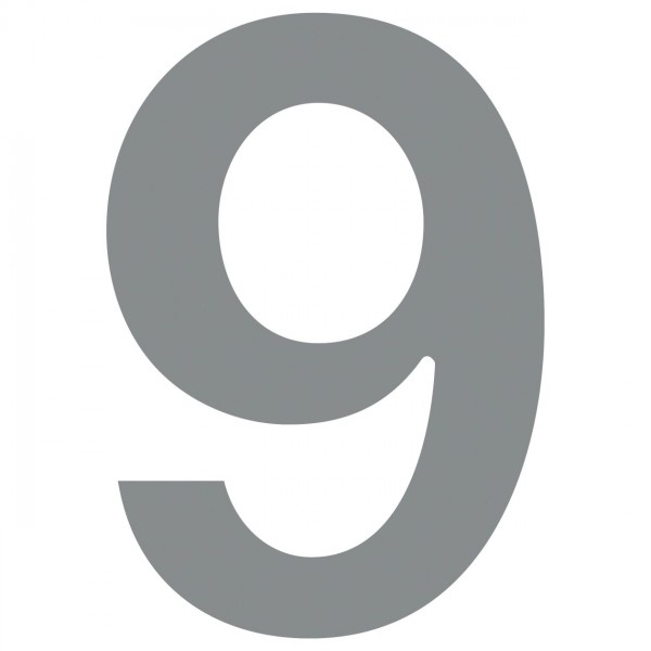 Hausnummer ''9'' Grau Metallic