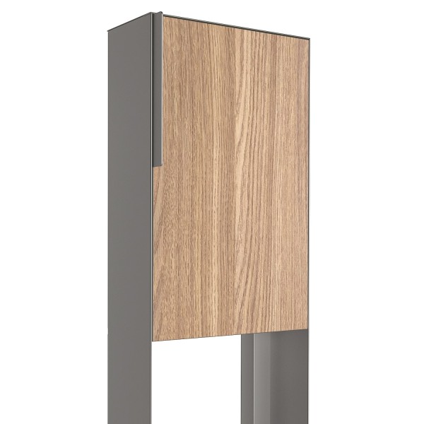 Standbriefkasten Faro Grau Metallic mit Holzdekor-Front