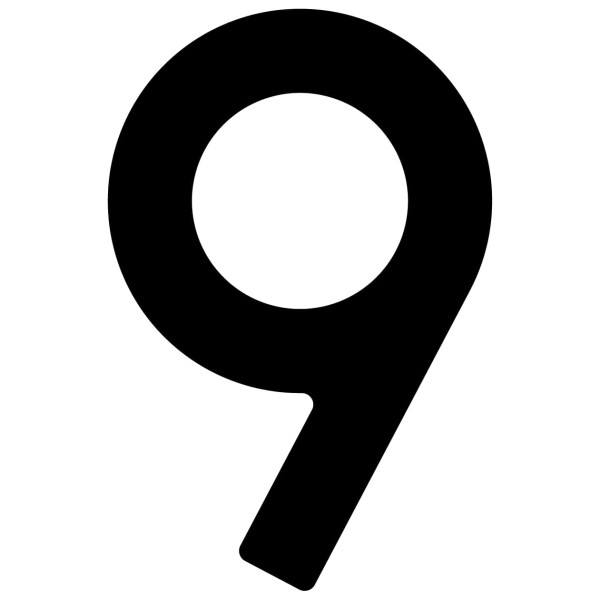 Selbstklebende Hausnummer "9" - 40 mm in schwarz