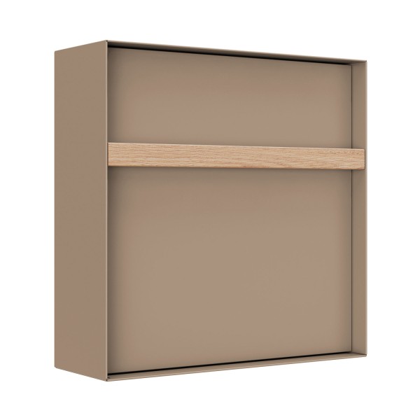 Wandbriefkasten Oxford in Beige mit Holzgriff