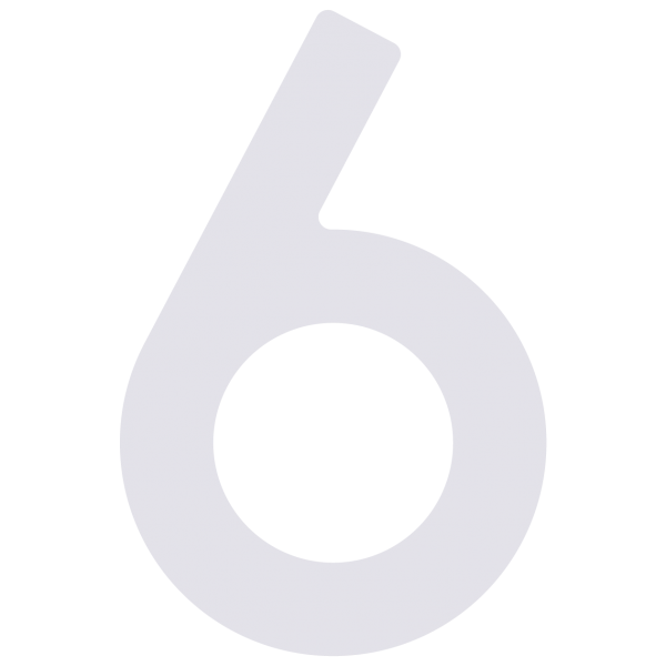 Selbstklebende Hausnummer "6" - 76 mm in Weiß