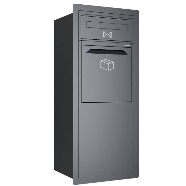 Einbaupaketbriefkasten Sanello in Graphitgrau | rückseitige Entnahme