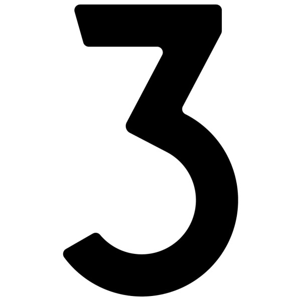 Selbstklebende Hausnummer "3" - 40 mm in schwarz