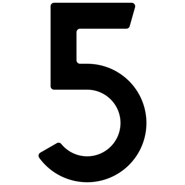 Selbstklebende Hausnummer "5" - 40 mm in schwarz