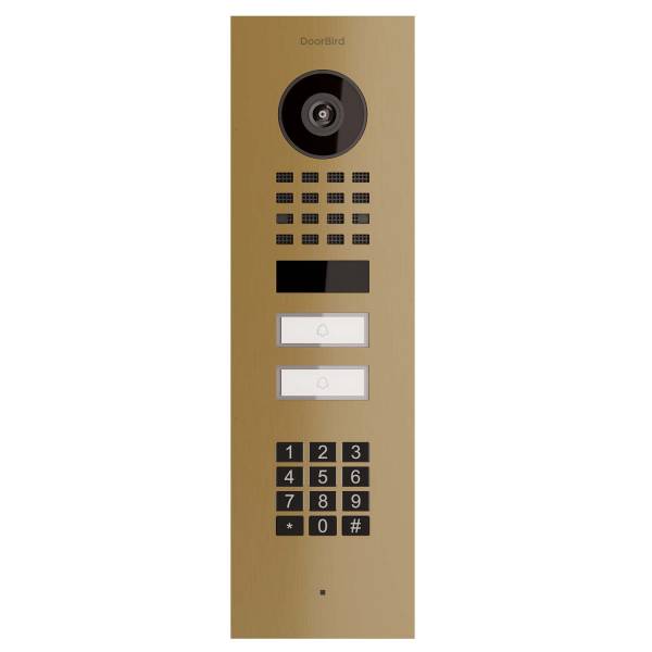 Unterputz Türsprechanlage Smart-IN for Two Doorbird D1102KV mit Keypad Modul Messing-Optik