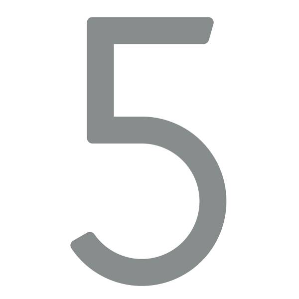 Moderne Hausnummer ''5'' - 245 mm in Grau Metallic
