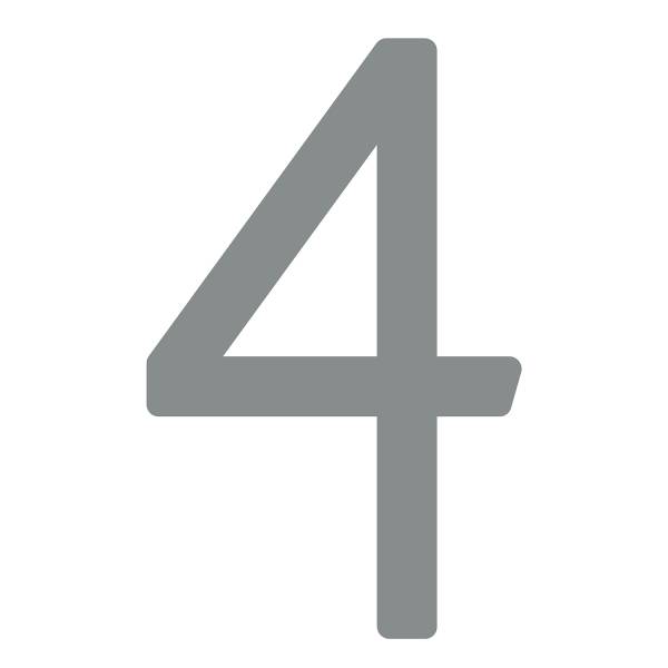 Hausnummer ''4'' Grau Metallic