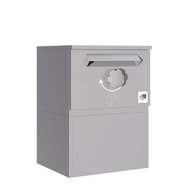 Paketbox Kiel mit Flachdach - Größe M in Achatgrau | rückseitige Entnahme - freistehend