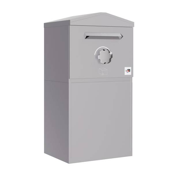 Paketbox München mit Spitzdach - Größe XL in Achatgrau | rückseitige Entnahme - freistehend