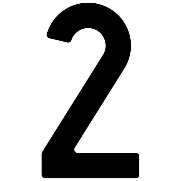 Selbstklebende Hausnummer "2" - 40 mm in schwarz