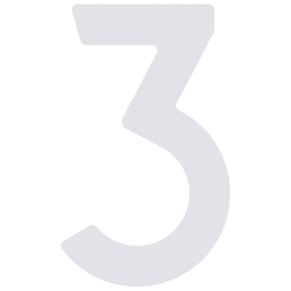 Selbstklebende Hausnummer "3" - 76 mm in Weiß