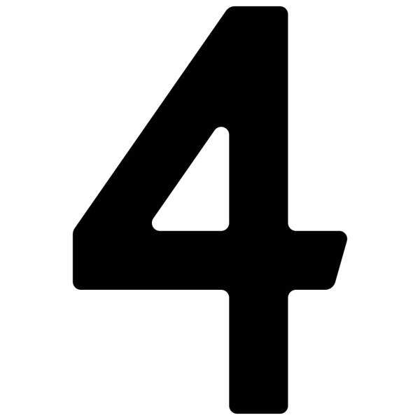 Selbstklebende Hausnummer "4" - 40 mm in schwarz