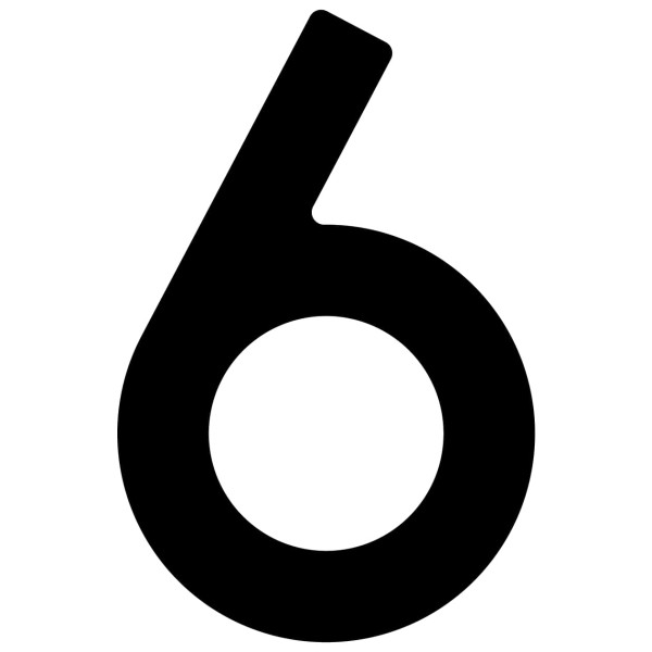 Selbstklebende Hausnummer "6" - 40 mm in schwarz
