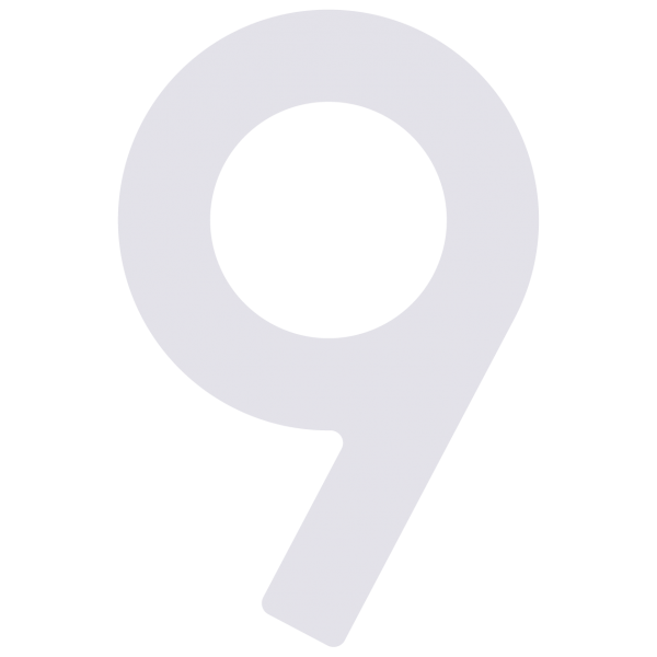 Selbstklebende Hausnummer "9" - 76 mm in Weiß