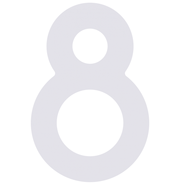 Selbstklebende Hausnummer "8" - 76 mm in Weiß