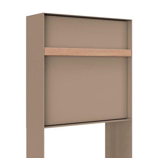 Standbriefkasten Oxford in Beige mit Holzgriff